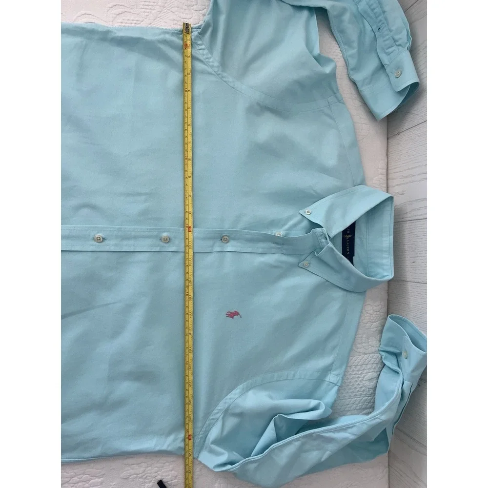 Lot Of 2 LARGE Polo Ralph Lauren Men's Cotton Oxford Button Down Shirts Aqua